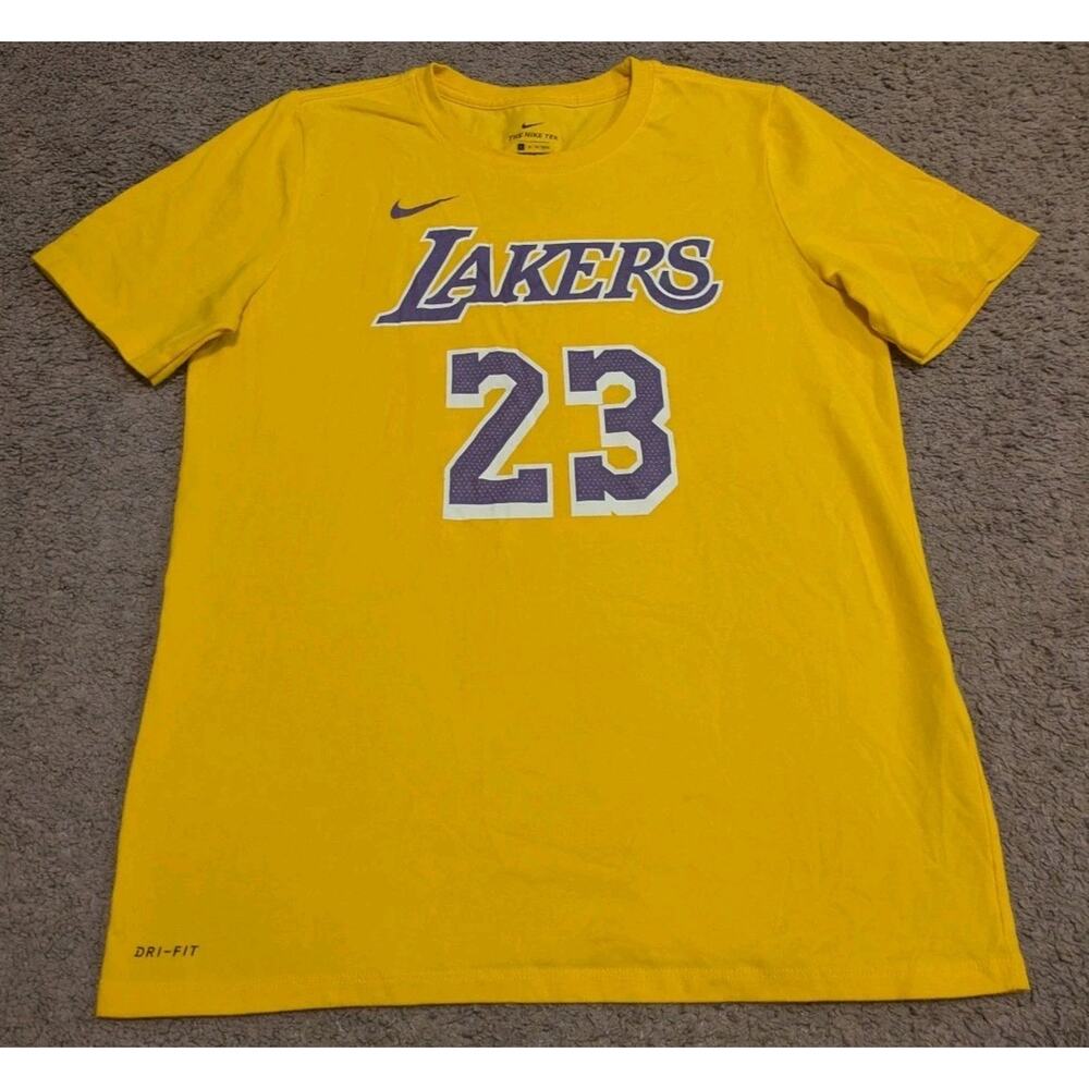 Nike NBA Los Angeles Lakers LeBron James Yellow T-Shirt Jersey Youth L 14/16